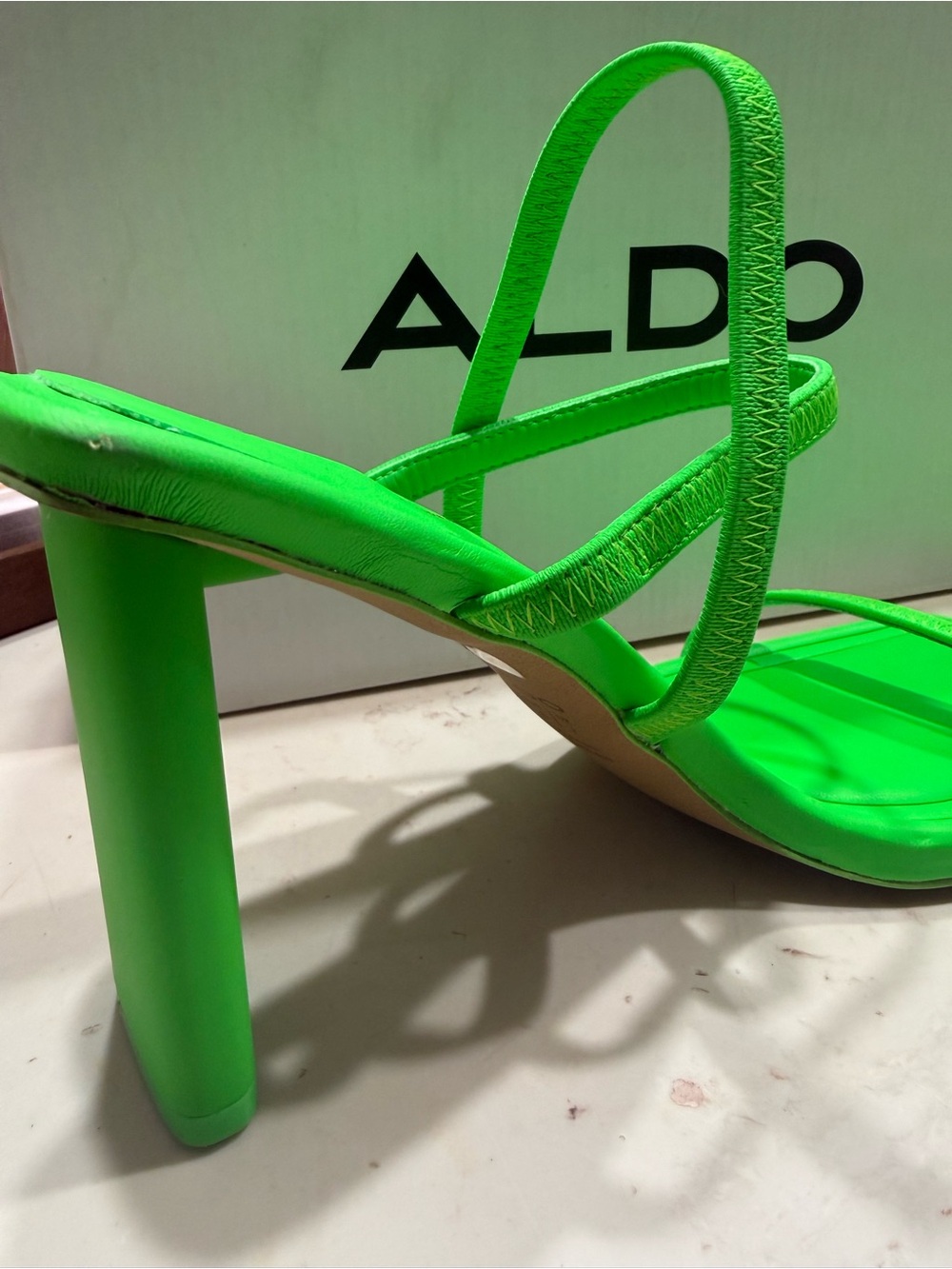 ALDO Neon Lime Strappy Block Heel Sandals - Picture 2 of 9